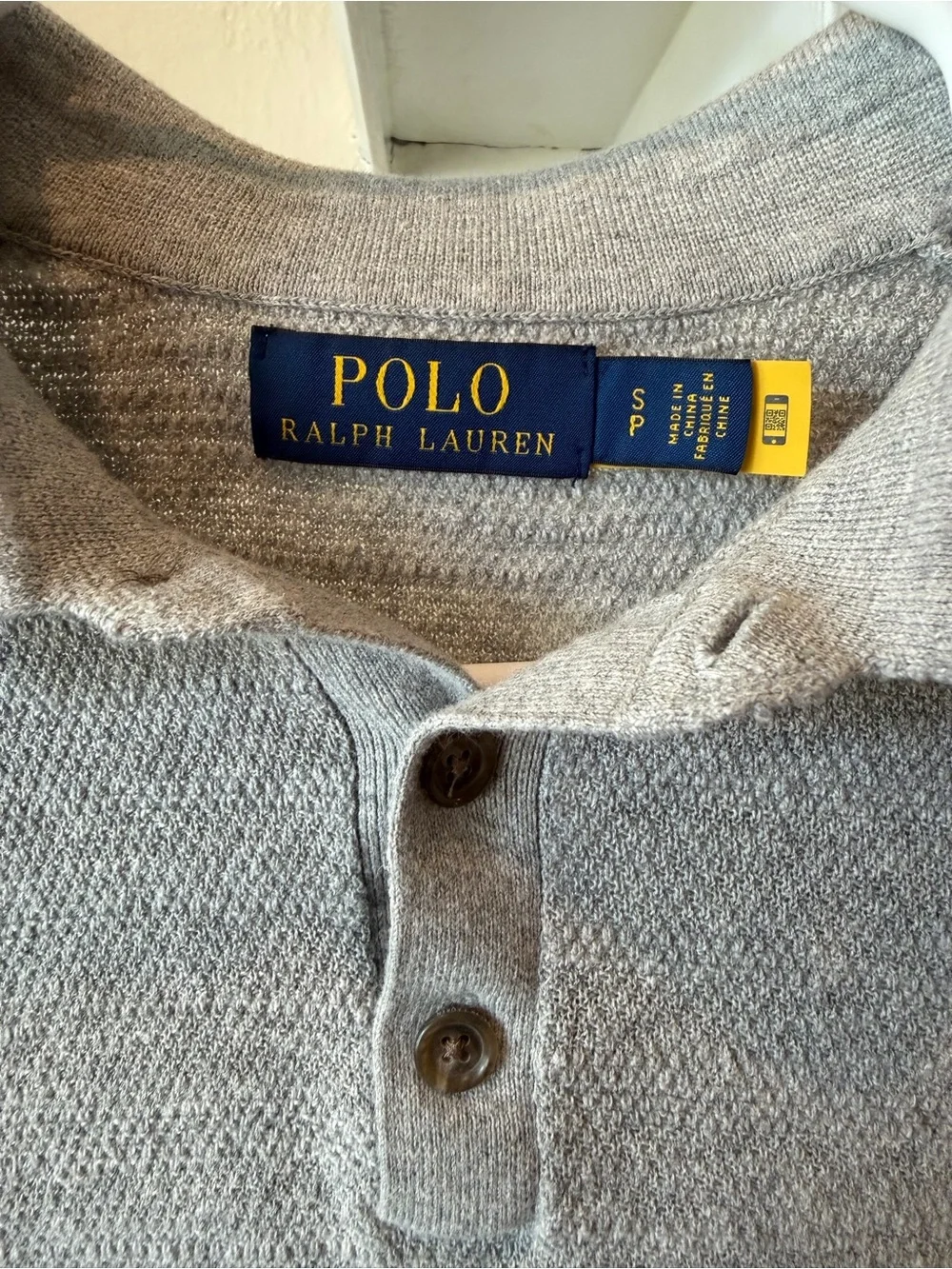Polo Ralph Lauren Gray Cotton Linen Knit Polo Shirt Men’s Small